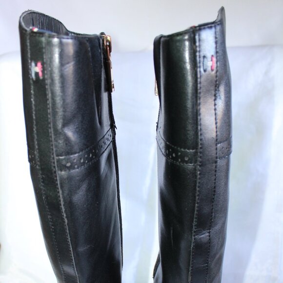 Tommy Hilfiger Women's Black Leather Riding Boots Lace-Up Detail ~6 ~ - Picture 11 of 16